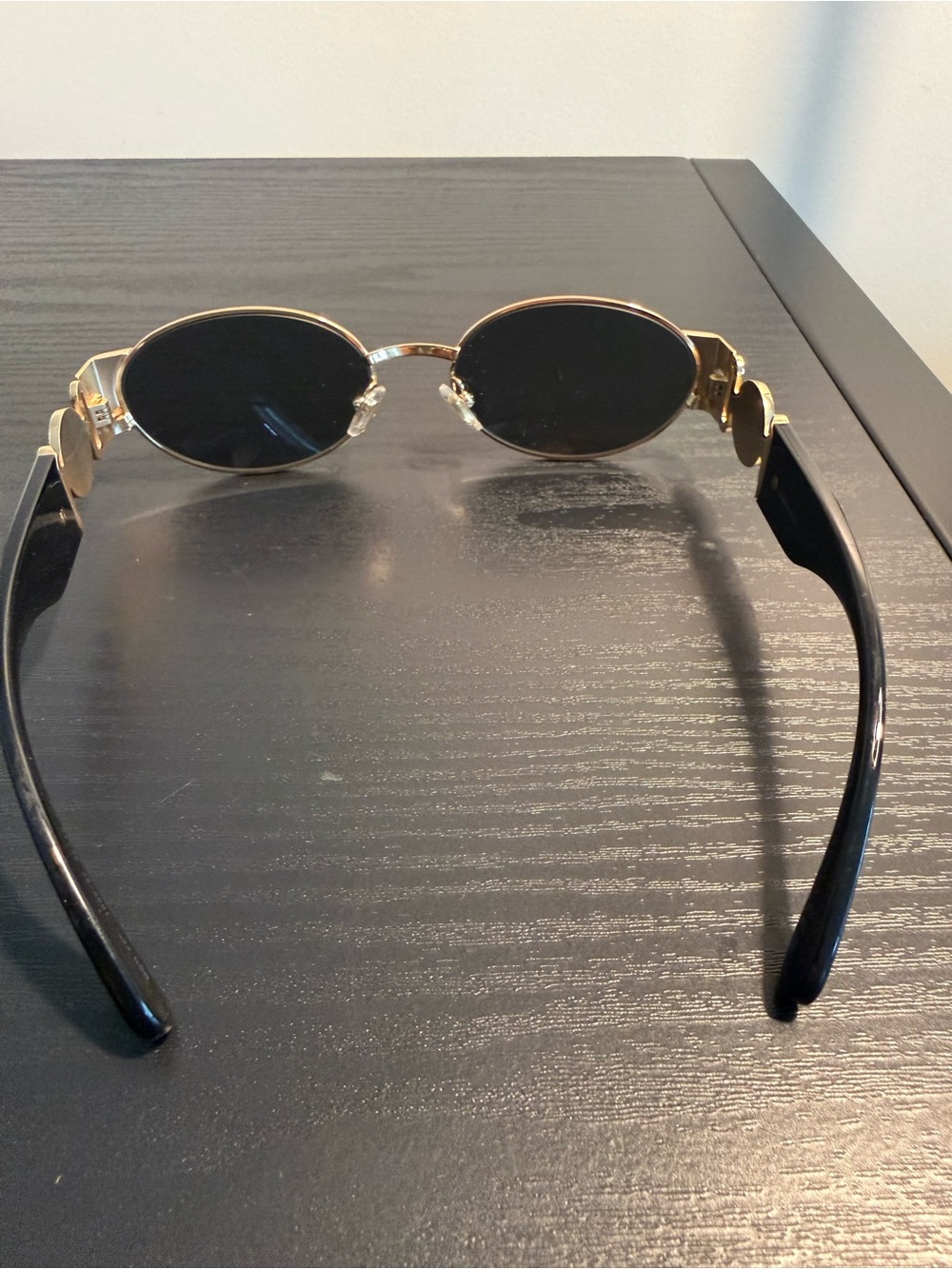 Versace Gold Frame Black Lens Oval Sunglasses - Picture 3 of 6